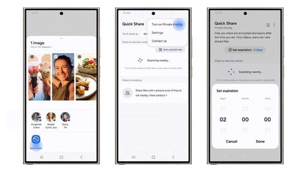 Samsung Tambahkan Mode Private Sharing dan Enkripsi End to End ke Quick Share